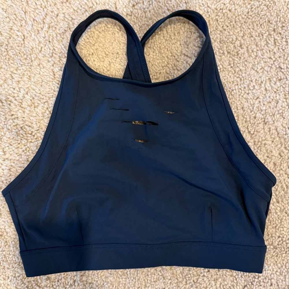 Alo Yoga Halter Bra – Medium – Navy Blue Cutout Style